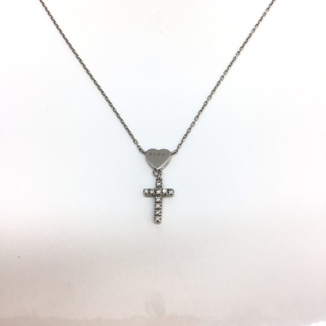 GUCCI ハートクロストップネックレス K18WG - 1
