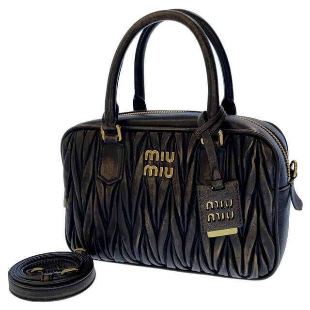 miumiu(ミュウミュウ)のミュウミュウ ハンドバッグ マテラッセ レザー 5BB124 Miu Miu バッグ ショルダーバッグ ダメージ加工 レディースのバッグ(ハンドバッグ)の商品写真