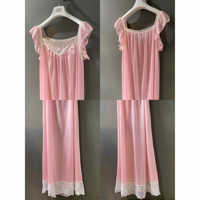 アンティーク ビンテージ ピンク レース 70s ワンピース ドレス 美品