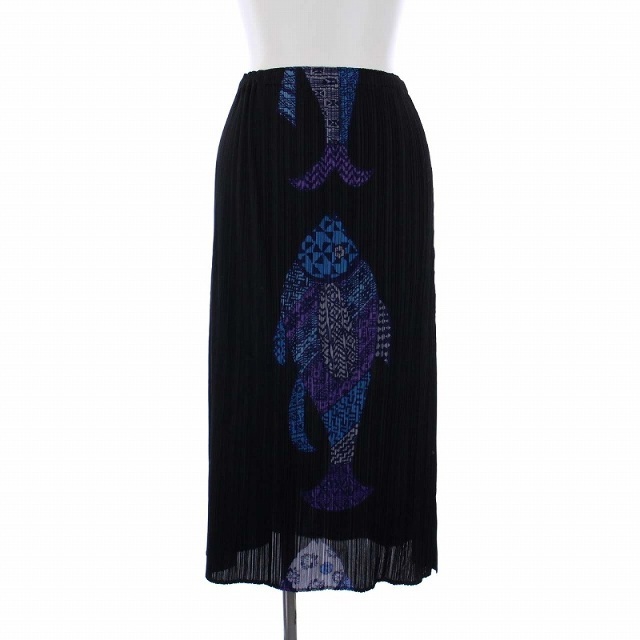 プリーツプリーズ Tribal Fish Painting Skirt72cmスカート丈