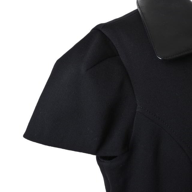 LOUIS VUITTON レザー切替 ウール混 ストレッチ ワンピース