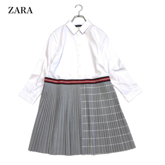 ザラ ZARA 大人可愛い ドッキングワンピース シャツ プリーツ Sサイズ