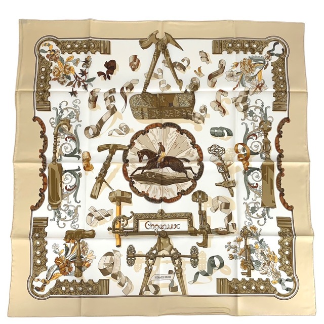 即納お得 HERMES ファッションアイテム シルク ベージュ ホワイト 白