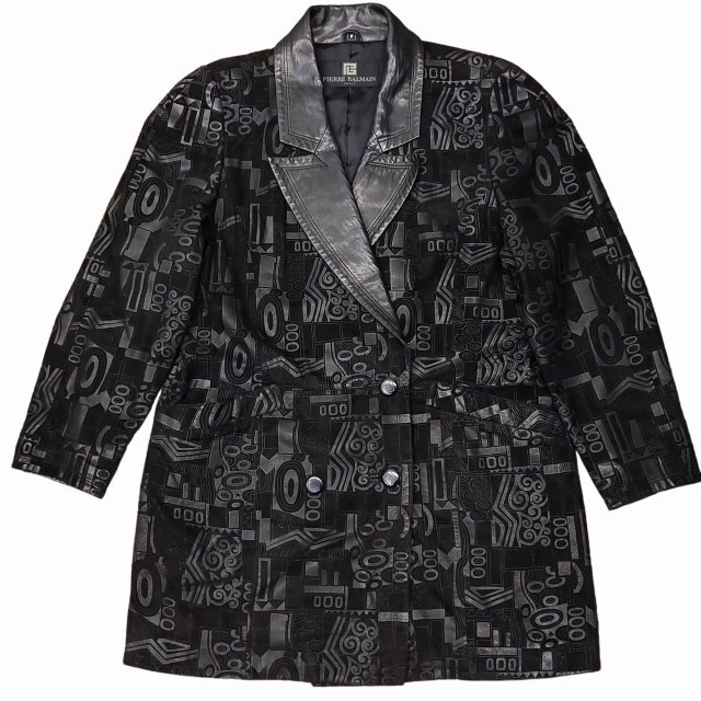 バルマン PIERRE BALMAIN ヴィンテージ 総柄 ダブルブレストコート