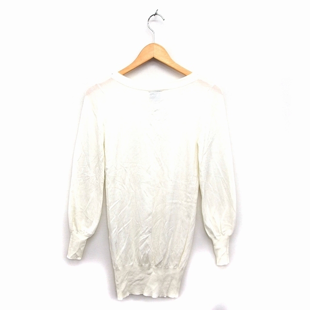 VICKY(ビッキー)のビッキー ニット セーター Vネック リブ ビーズ装飾 ハイゲージ 長袖 2 白 レディースのトップス(ニット/セーター)の商品写真