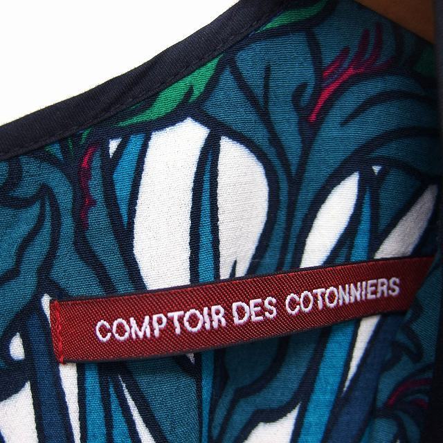 Comptoir des cotonniers(コントワーデコトニエ)のコントワーデコトニエ フレア ワンピース ノースリーブ ロング フリル グリーン レディースのワンピース(ロングワンピース/マキシワンピース)の商品写真