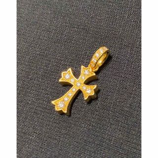 K18 YG パヴェ ダイヤ クロス ネックレス  0.35ct 5.64g (ネックレス)