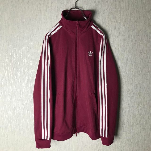 adidas アディダス トラックジャケット ジャージ グレー マルーン L