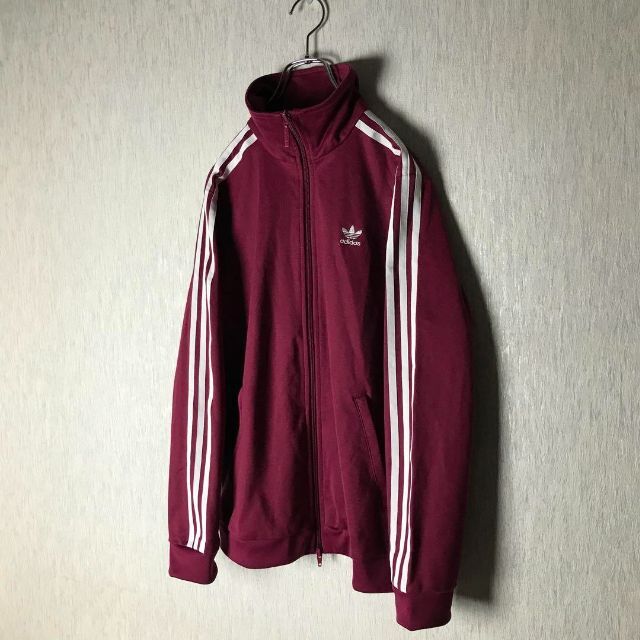 adidas アディダス トラックジャケット ジャージ グレー マルーン L