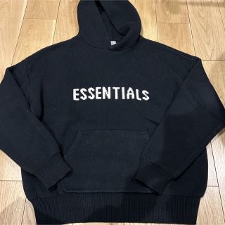 フィアオブゴッド(FEAR OF GOD)のESSENTIALS ニット　フーディー　BK エッセンシャルズ　(パーカー)