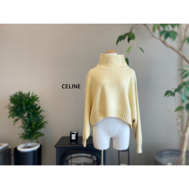 ニット/セーター【3/4 削除】CELINE クロップド ハイネックセーター　ペールイエロー　S