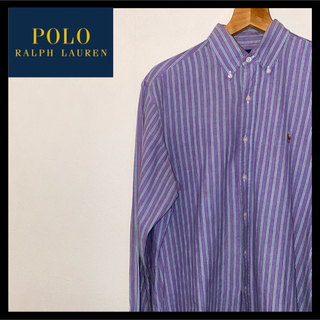 ラルフローレン(Ralph Lauren)の《ポロラルフローレン》刺繍ロゴストライプ長袖BDシャツ15 1/2-33Lサイズ(シャツ)
