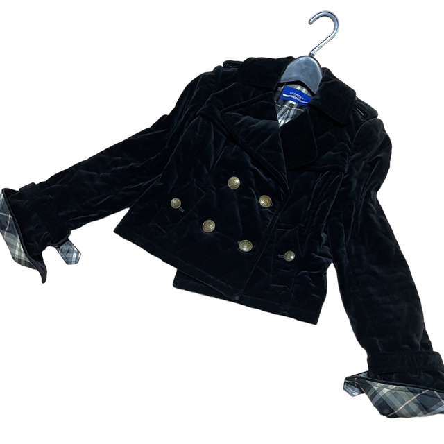 BURBERRY BLUE LABEL キルティング ベロア ダブルライダース-
