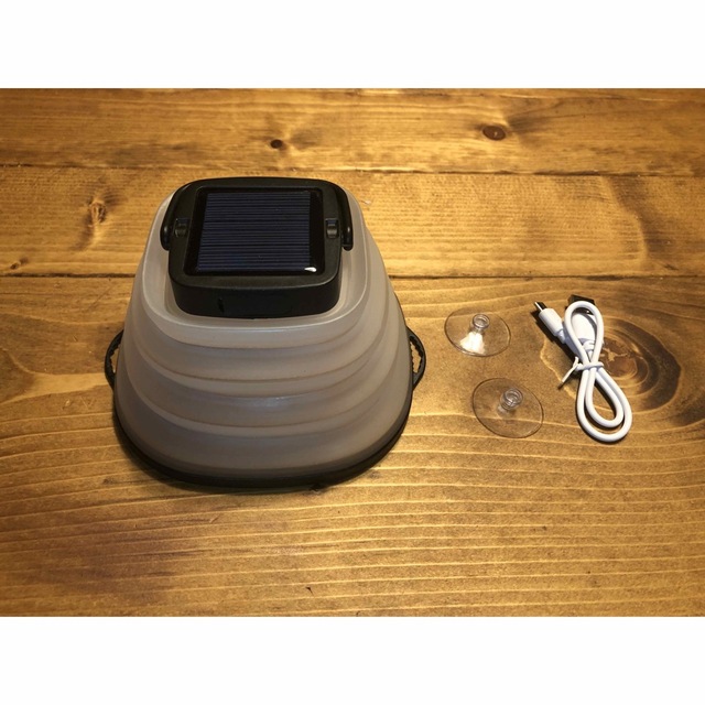 LEDランタン ソーラー充電USB充電折り畳み式 3段階切替IP68防水ブラックの通販 by FH｜ラクマ