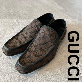 大人気】GUCCI GG柄 キャンバス ローファー 革靴 総柄 35.5 ローファー