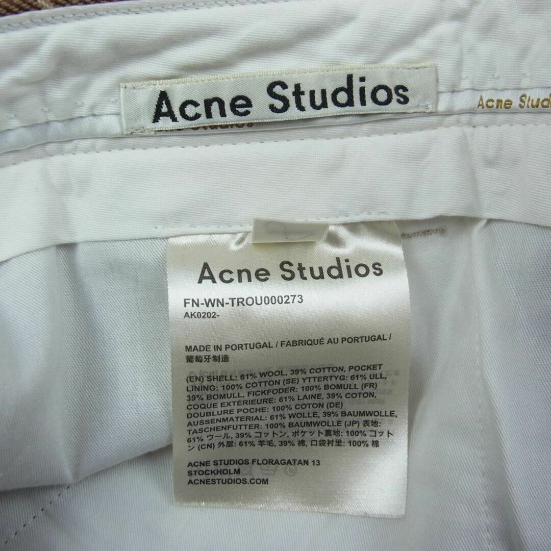 Acne Studios(アクネストゥディオズ)のACNE STUDIOS アクネストゥディオズ FN-WN-TROU000273 ヘリンボーン チェック トラウザー パンツ ブラウン系 36【美品】【中古】 レディースのパンツ(カジュアルパンツ)の商品写真