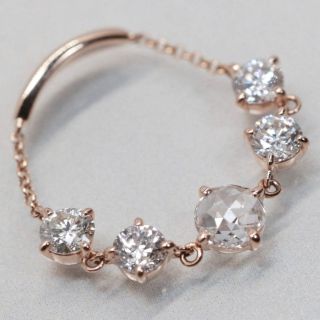 K18 PG ダイヤモンド 1.00ct リング チェーンリング ローズカット(リング(指輪))