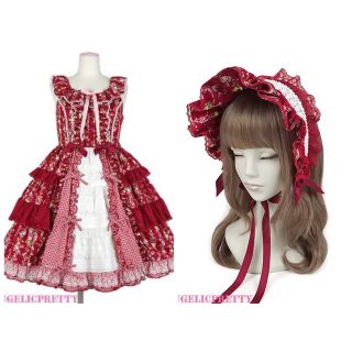 アンジェリックプリティー(Angelic Pretty)のAngelicPretty Petit Bouquet JSK BN ワイン(ひざ丈ワンピース)