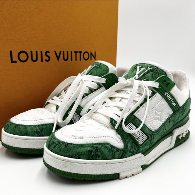 LOUIS VUITTON - 【即完売 美品】ルイヴィトン LV トレイナー スニーカー 6 25cm 緑