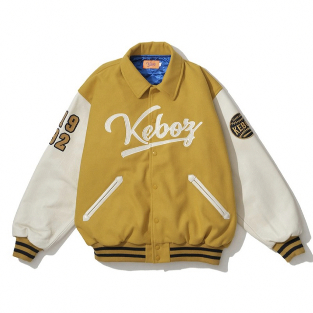 最大5万円OFFクーポン! KEBOZ MELTON & LEATHER VARSITY JACKET