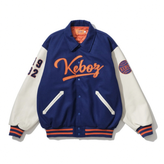 KEBOZ MELTON & LEATHER VARSITY JACKET