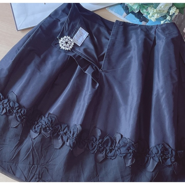 極美品！FOXEY14万円絹裾フラワースカート  40 Rene フォクシー 5