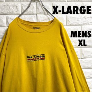 メンズXLARGE エクストララージ ロングTシャツ ネイビー×イエロー Mサイズ