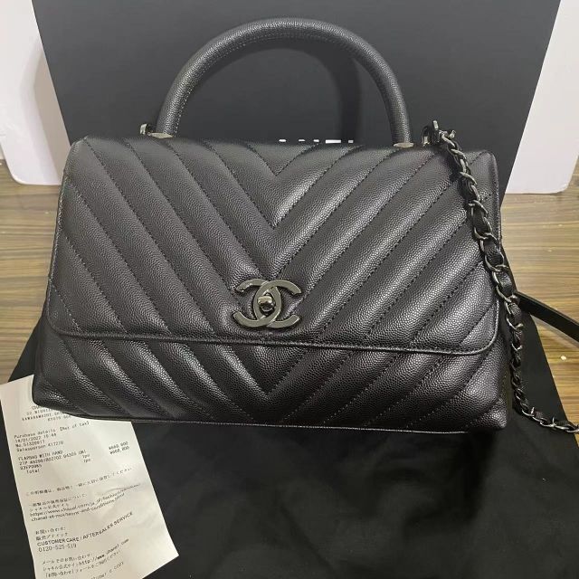 信頼】 CHANEL - CHANEL ココハンドル キャビアスキン ソーブラック