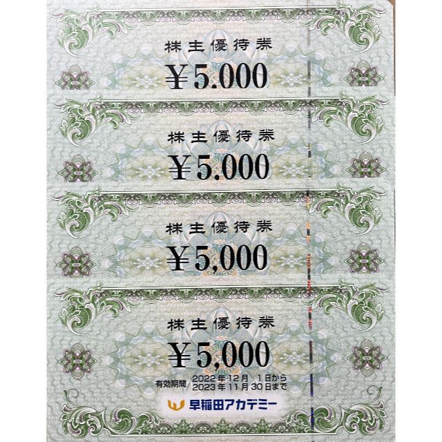 早稲田アカデミー 20000円分 株主優待券 【お気に入り】 9792円