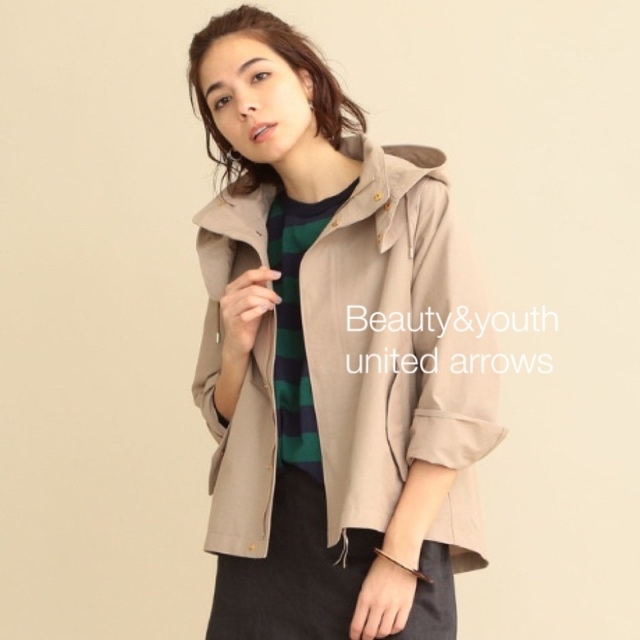 BEAUTY&YOUTH UNITED ARROWS(ビューティアンドユースユナイテッドアローズ)のビューティーアンドユース グログランフードマウンテンパーカー BEIGE 【S】 メンズのジャケット/アウター(マウンテンパーカー)の商品写真