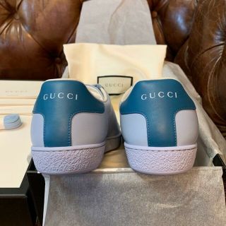 GUCCI グッチ インターロッキングGレザースニーカー ブルー 35-