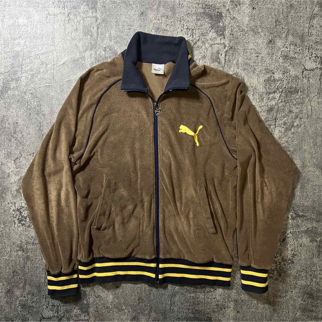 【90s】PUMA プーマ　トラックジャケット　ブラウン　茶色　ピンク　ジャージ