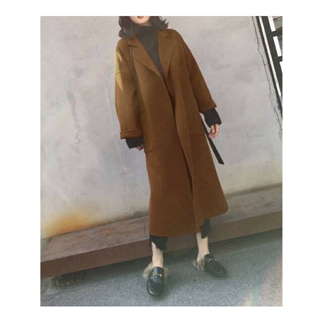 JUNOAH(ジュノア)の【ダークブラウン】ウエストマークチェスターコート レディースのジャケット/アウター(チェスターコート)の商品写真