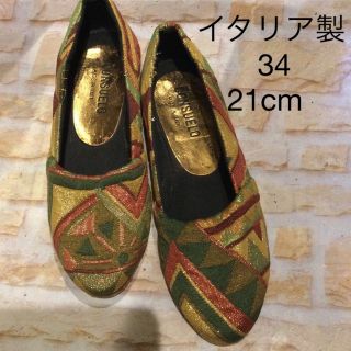 値下げ　¥2222→¥1555  エスニックフラットシューズ 21㎝(バレエシューズ)