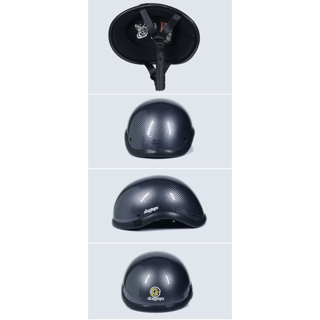 カーボンファイバーカラー新品ハーレーハーフヘルメット半キャップバイクヘルメットCMインナー内装