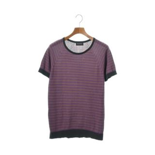 ジョンスメドレー(JOHN SMEDLEY)のJOHN SMEDLEY ニット・セーター S 紫x茶(ボーダー) 【古着】【中古】(ニット/セーター)