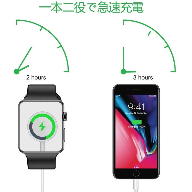 【匿名即発送】iphone Applewatch 2in1充電ケーブル スマホ/家電/カメラのスマホアクセサリー(その他)の商品写真
