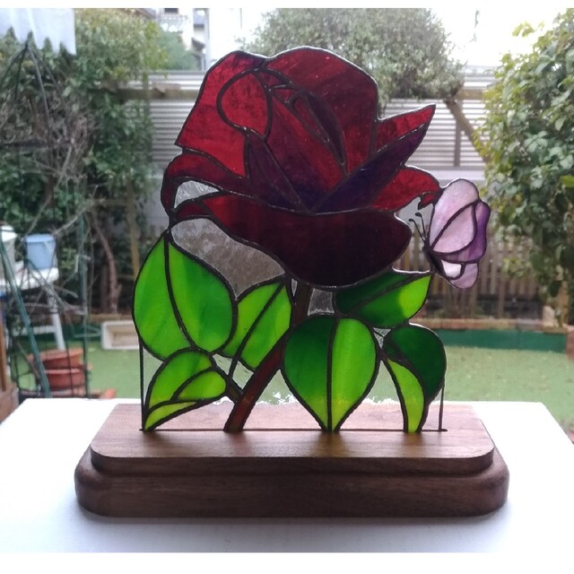 ステンドグラスパネル 薔薇-