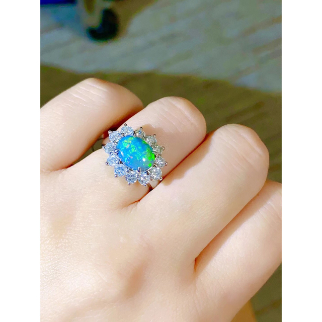 天然オパール  ダイヤ リング1.78ct pt900 ^ レディースのアクセサリー(リング(指輪))の商品写真