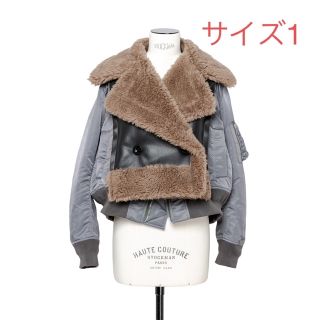 サカイ(sacai)のsacai サカイ フェイクシアリング×ナイロンブルゾン グレー 1サイズ(ブルゾン)