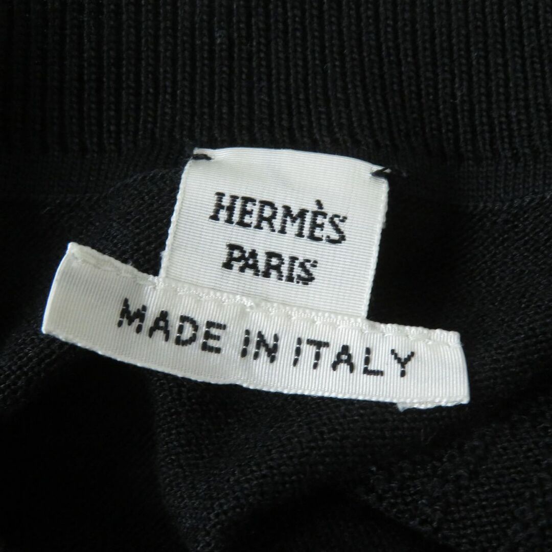 美品 エルメス HERMES ニット カシミヤ シルク 半袖 セーター ロープ柄 レディース トップス 36(S相当) ブラック