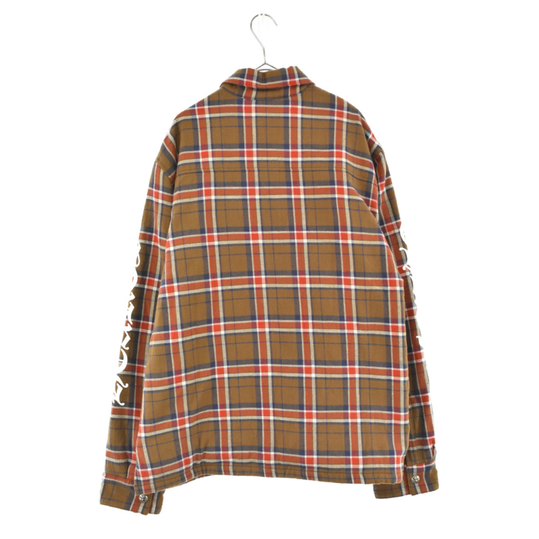 CHROME HEARTS クロムハーツ 22AW CH FLANNEL SHIRTS アームロゴ チェック柄 中綿 フランネルシャツ ジャケット スクロールラベル クロスボール キャラメル