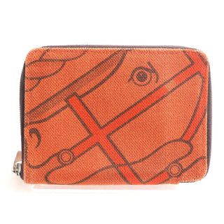 エルメス(Hermes)の良品■仏製 HERMES エルメス スティープル PM ラウンドファスナー コンパクトウォレット／財布 □P刻 ホース オレンジ セリエ シルバー金具(折り財布)