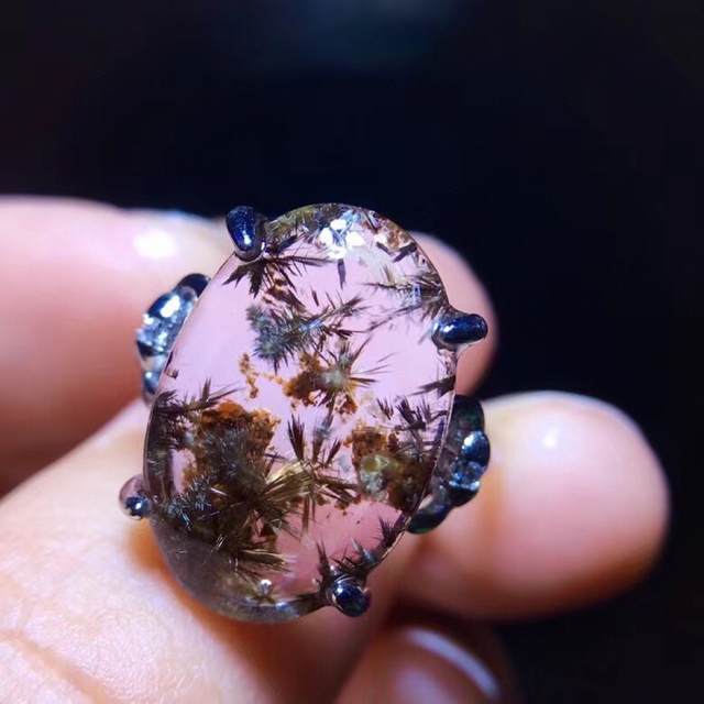 天然】フラワールチルクォーツリング s925 18.3*12.2mm 好きに www