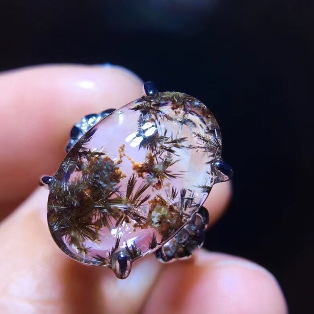 天然】フラワールチルクォーツリング s925 18.3*12.2mm 好きに www