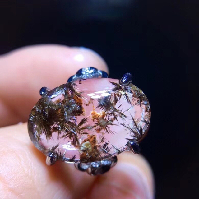 天然】フラワールチルクォーツリング s925 18.3*12.2mm 好きに www