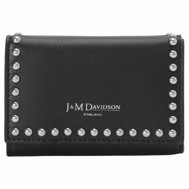 J&M DAVIDSON スタッズ 三つ折り財布 ブラック 【47%OFF】 - 財布
