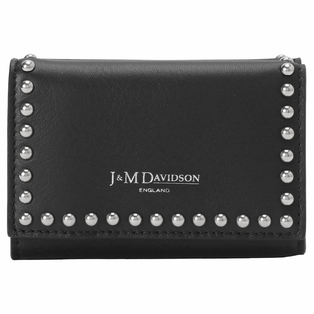 J&M DAVIDSON スタッズ 三つ折り財布 ブラック 【47%OFF】