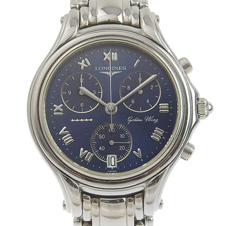 ロンジン(LONGINES)の【LONGINES】ロンジン ゴールデンウィング L3.610.4 ステンレススチール シルバー クオーツ クロノグラフ メンズ ネイビー文字盤 腕時計(腕時計(アナログ))