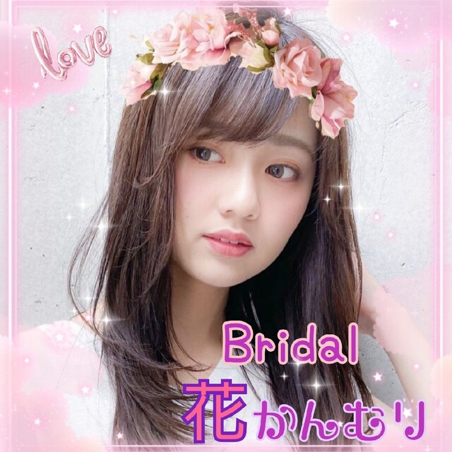 《新品》ブライダル☆ピンクの造花の花冠☆結婚式 写真撮影 ヘアアクセサリー ハンドメイドのウェディング(ヘッドドレス/ドレス)の商品写真